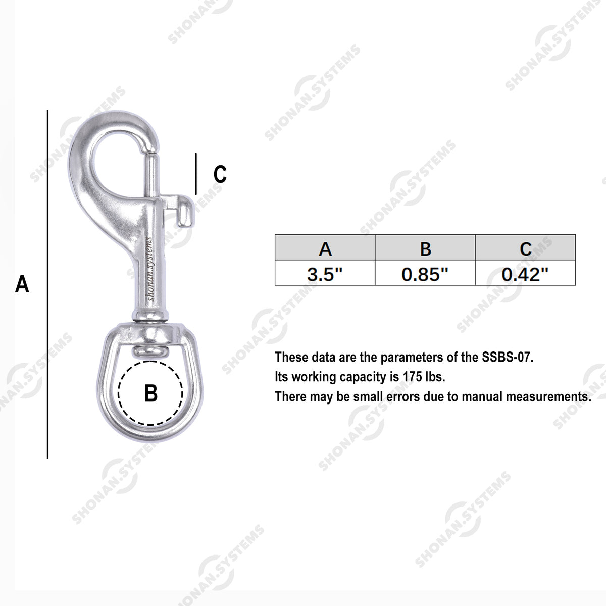 3.5 Single Ended Trigger Snap Hooks, Marine Grade Stainless Steel 316, 2 Pcs