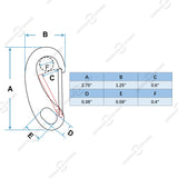 2.75" Marine Grade Wire Gate Carabiners, Stainless Steel 316, 4 Pcs