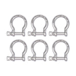 1/4" Marine Grade Bow Shackles, Stainless Steel 316, 6 Pcs