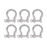 1/4" Marine Grade Bow Shackles, Stainless Steel 316, 6 Pcs