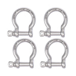 5/16" Marine Grade Bow Shackles, Stainless Steel 316, 4 Pcs