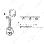 2.75" Single Ended Trigger Snap Hooks, Marine Grade Stainless Steel 316, 2 Pcs