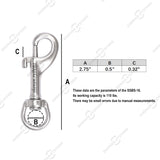 2.75" Single Ended Trigger Snap Hooks, Marine Grade Stainless Steel 316, 2 Pcs