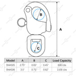 2.75" / 3.5" Marine Grade Snap Shackles, Stainless Steel 316, 2 Pcs